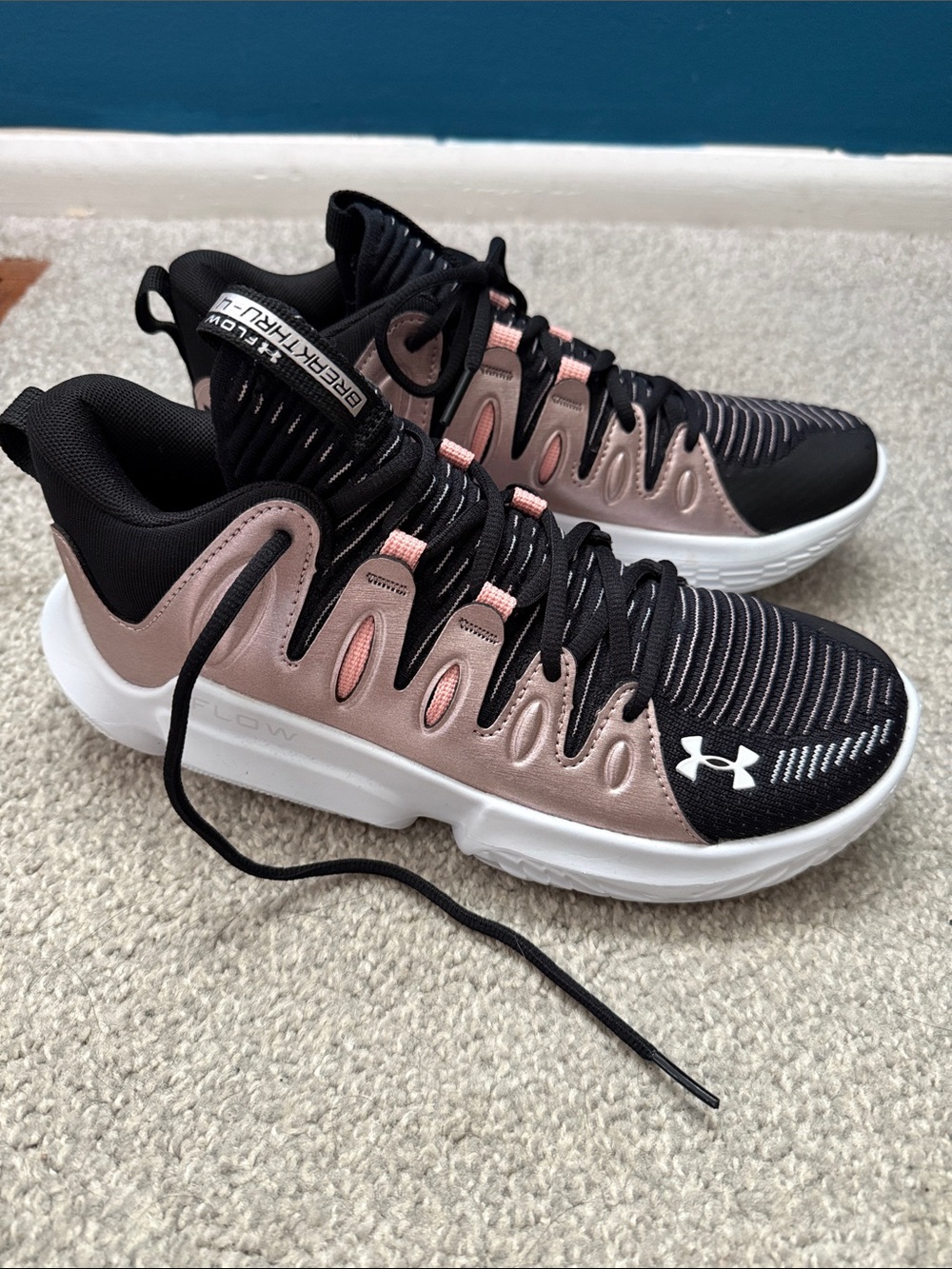 Under Armour Black and Blush Pink Performance Trainers